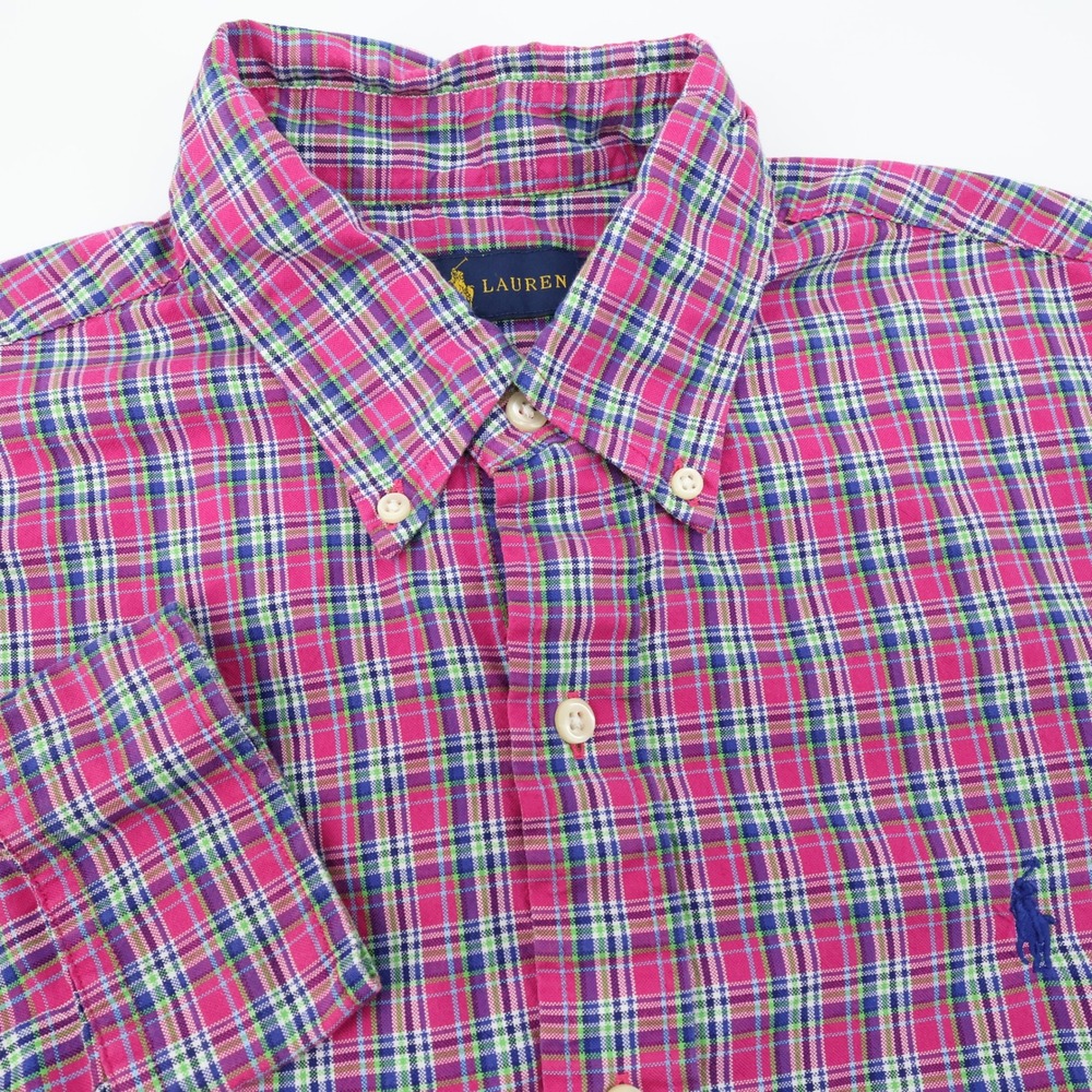 Ralph Lauren Men's Pink Plaid Button Down Shirt Long Sleeve‎ Size M